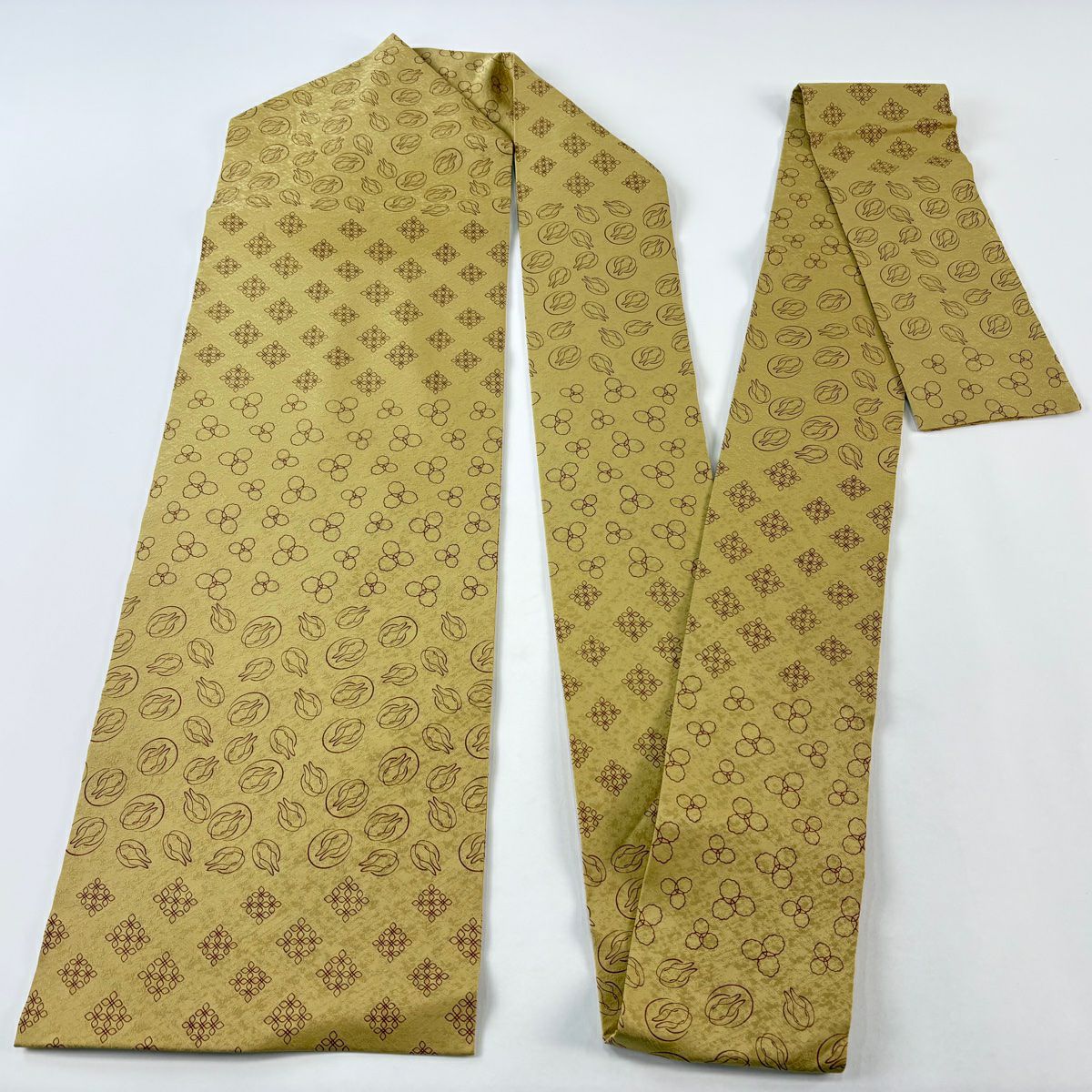 【美品】 名古屋帶 名品級 兔子 幾何圖案 淺茶 純蠶絲
