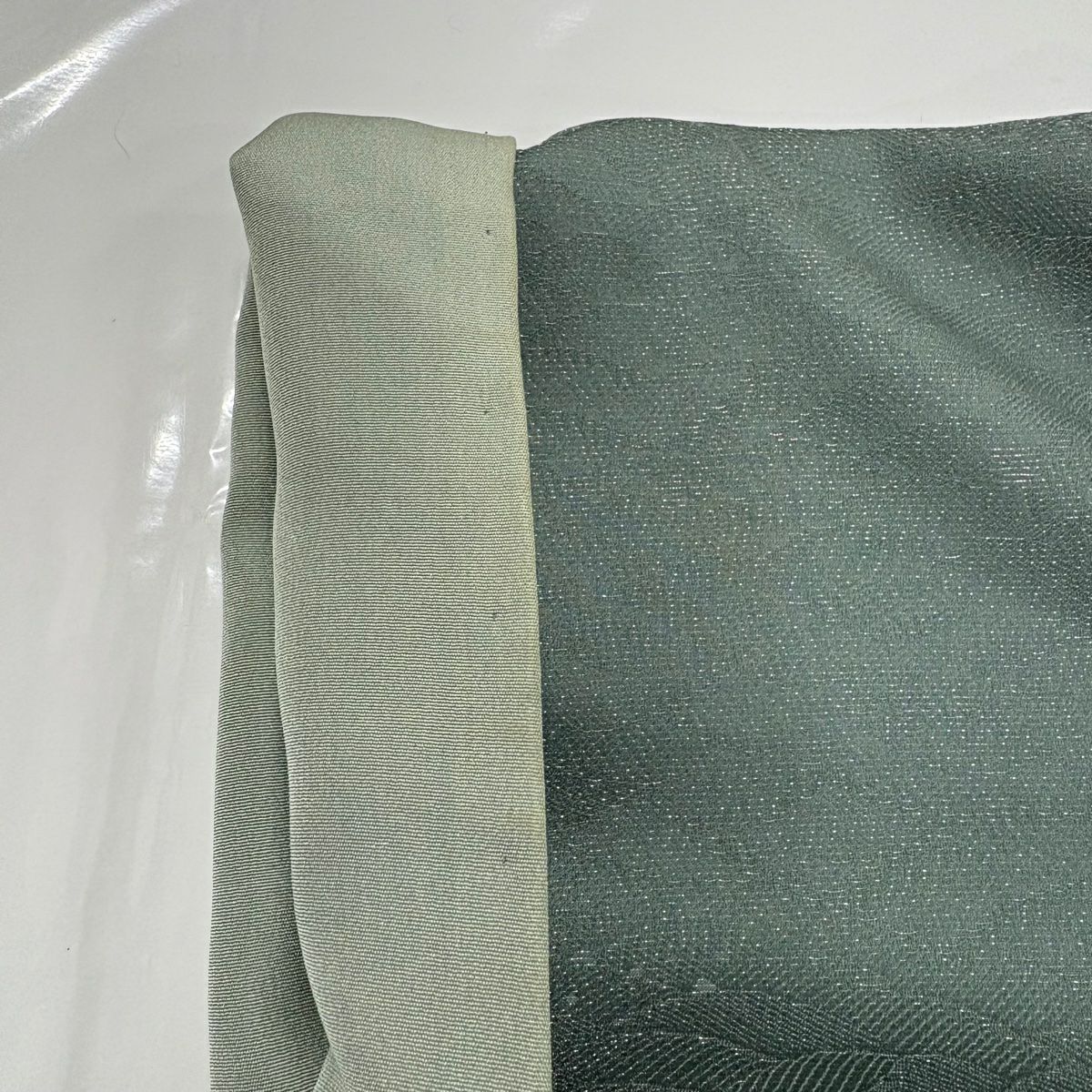 付下 身長152.5cm 袖長64.5cm M 雙層 花丸紋 地紋 刺繡 銀通 灰綠 純蠶絲 名品級
