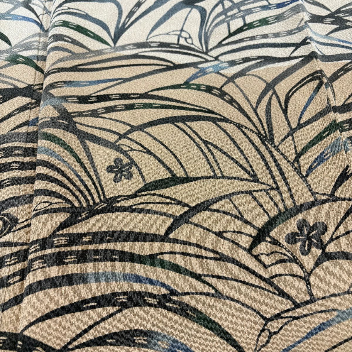 訪問服 身長159.5cm 袖長63cm S 雙層 梅花葉紋 絞緬 染分 薄茶 純蠶絲 名品級