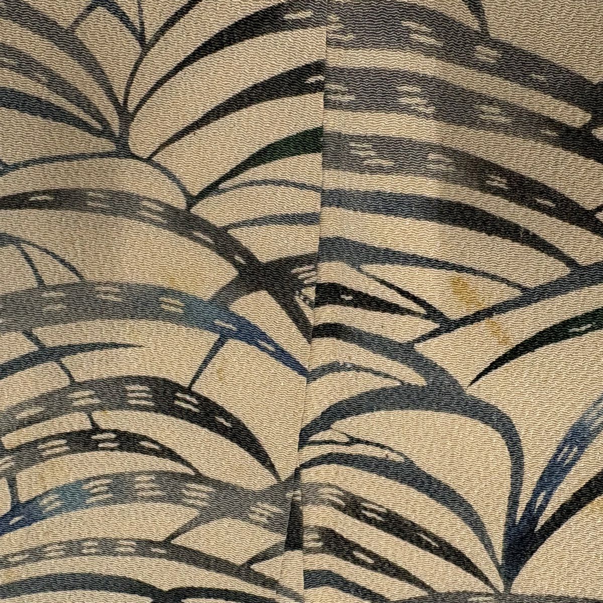 訪問服 身長159.5cm 袖長63cm S 雙層 梅花葉紋 絞緬 染分 薄茶 純蠶絲 名品級