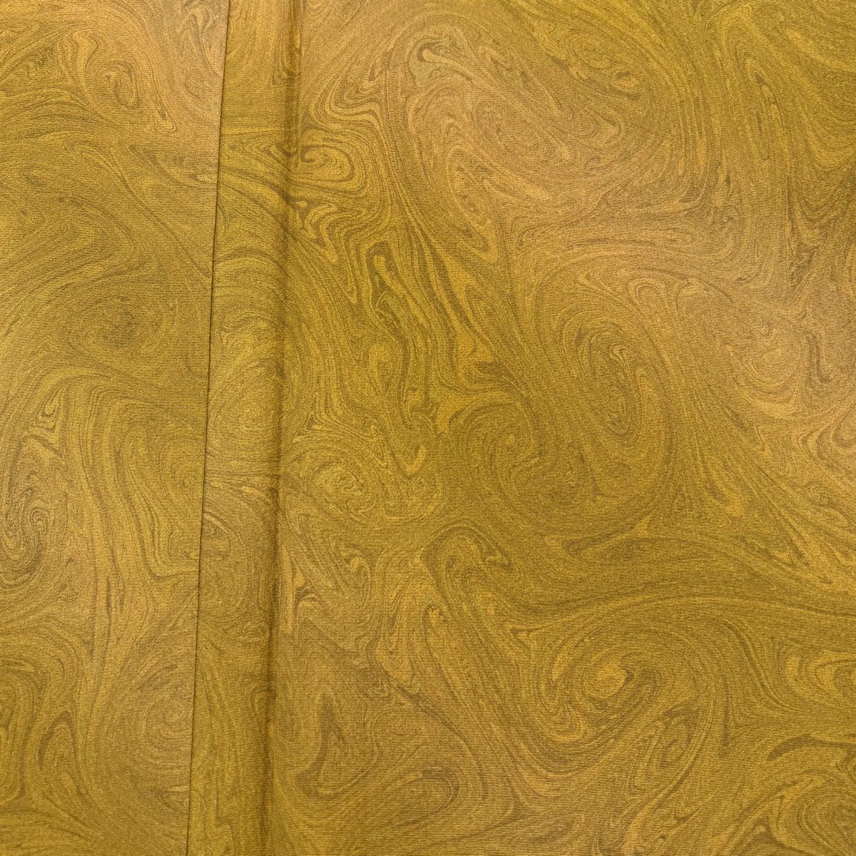 【美品】 小紋 身長160cm 袖長64cm M 雙層 墨流し 斜紋 漸層 黃土色 純蠶絲 名品級