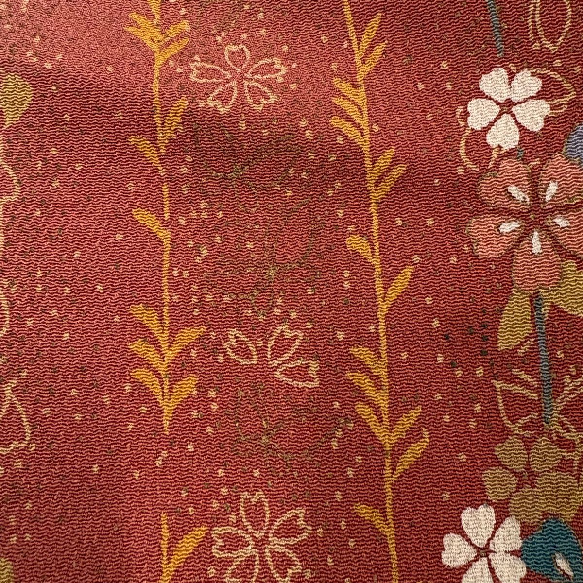 訪問服 身長151.5cm 袖長62cm S 雙層 櫻花 籠目 金銀彩 漸層 青綠 純蠶絲 優品級