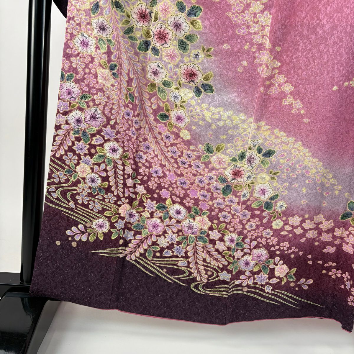 【美品】振袖禮服 身長160cm 袖長67cm M 雙層 大和 辻花染 金通し 粉紅 純蠶絲 逸品級