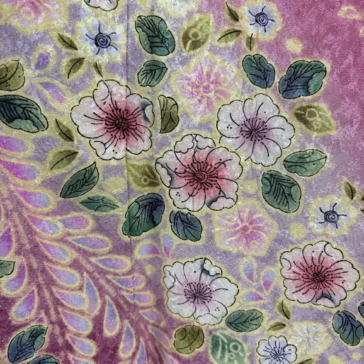 【美品】振袖禮服 身長160cm 袖長67cm M 雙層 大和 辻花染 金通し 粉紅 純蠶絲 逸品級