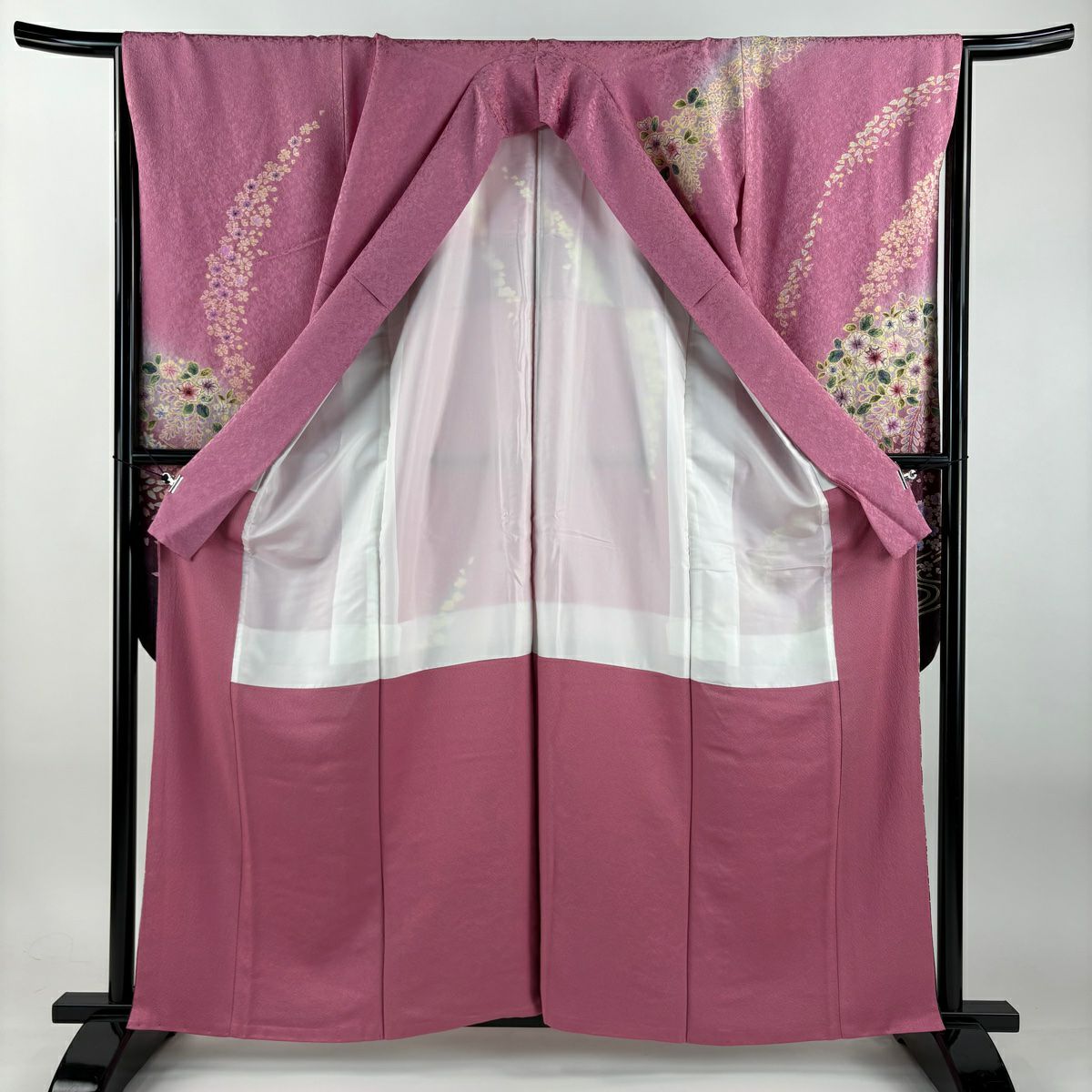 【美品】振袖禮服 身長160cm 袖長67cm M 雙層 大和 辻花染 金通し 粉紅 純蠶絲 逸品級