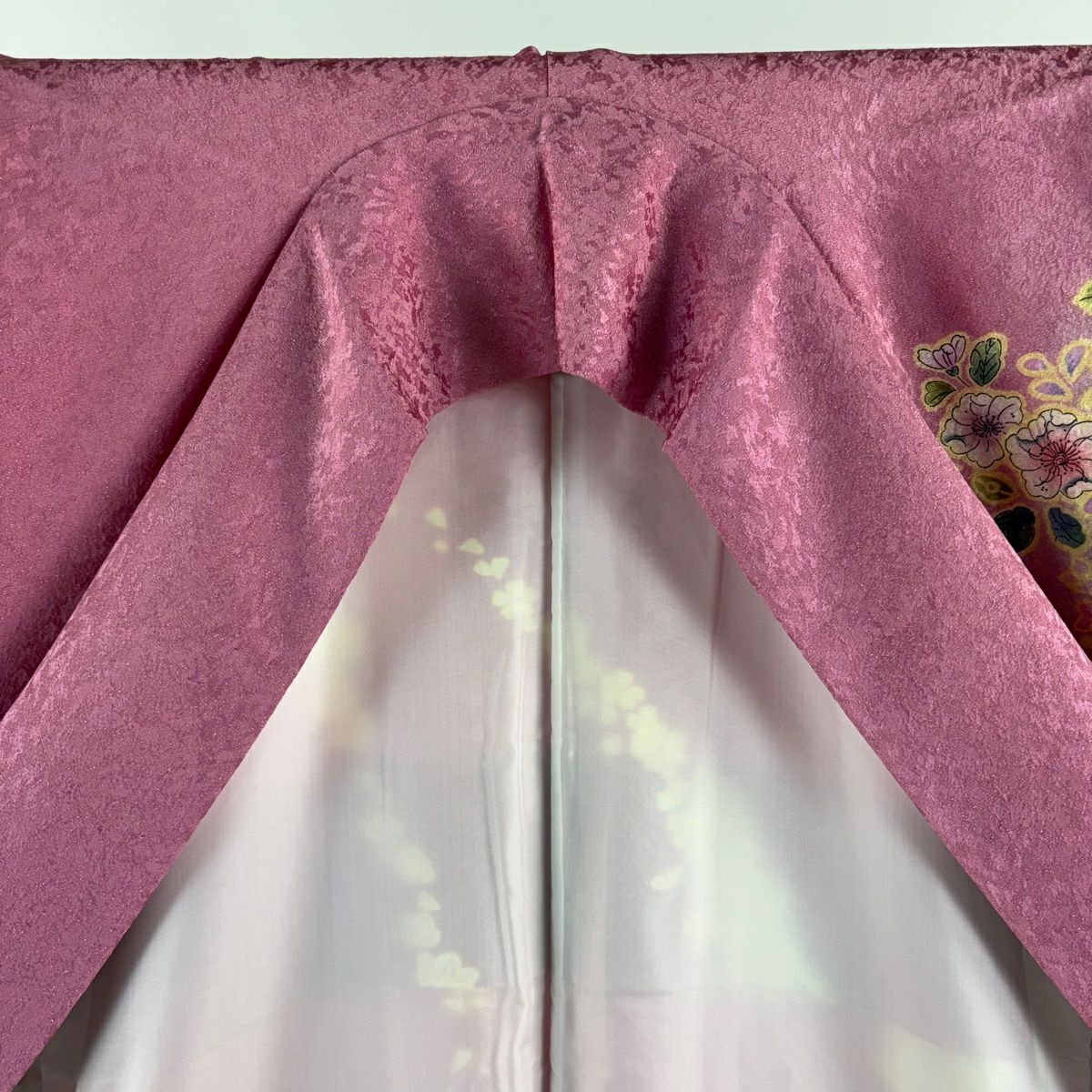 【美品】振袖禮服 身長160cm 袖長67cm M 雙層 大和 辻花染 金通し 粉紅 純蠶絲 逸品級