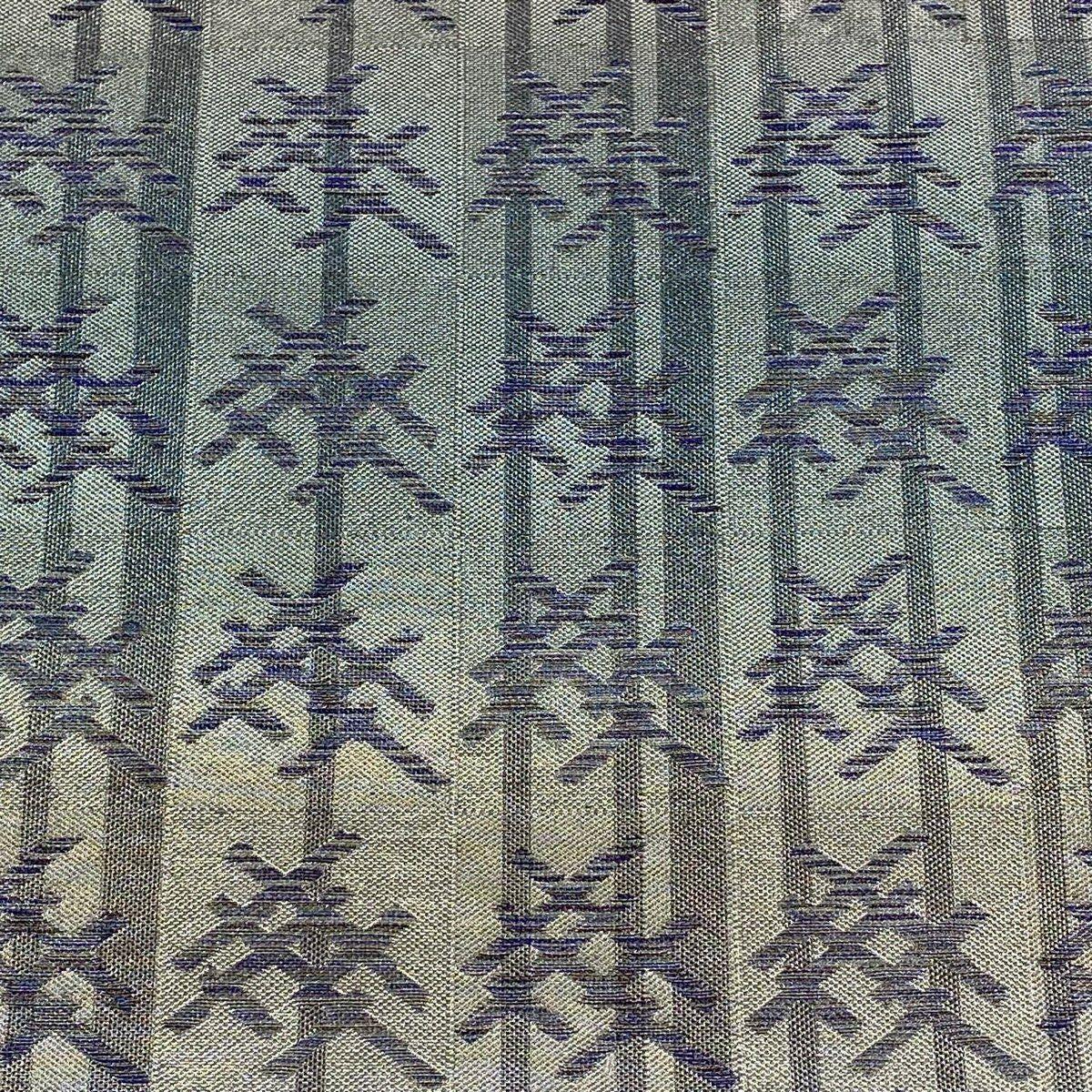 【美品】 袋帶 逸品級 條紋 幾何圖案 銀線 金金箔 淺紫 六通 純蠶絲