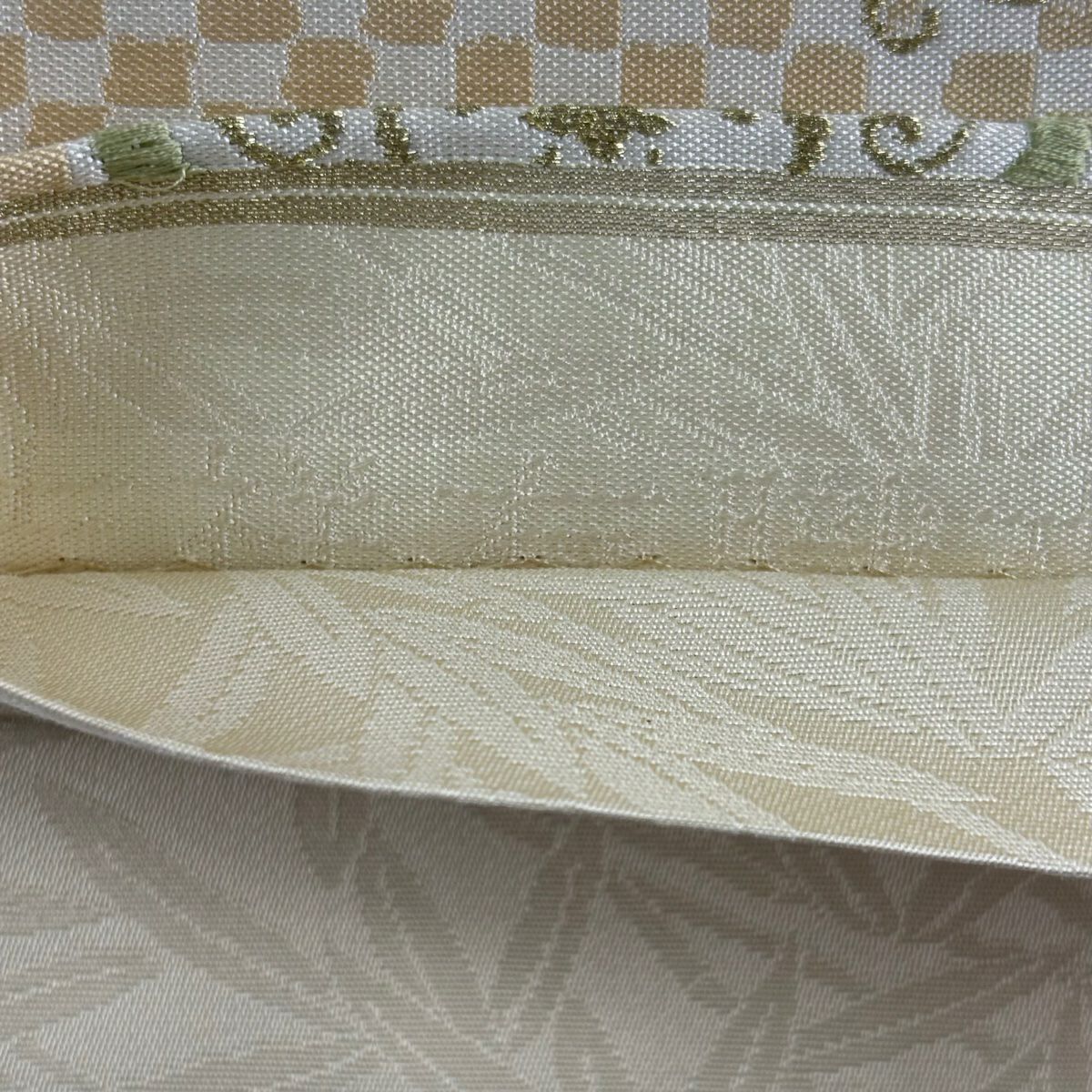 【美品】 袋帶 名品級 花鳥 華紋 唐織 金金箔 青灰 六通 純蠶絲