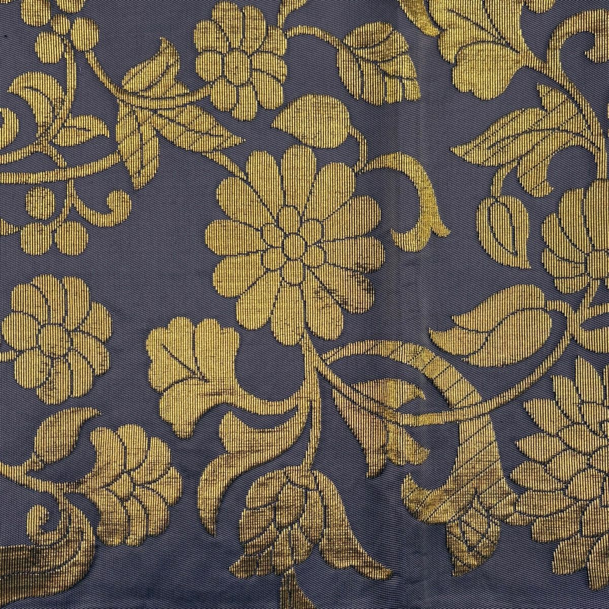 【美品】 袋帶 秀品級 綾錦金金箔天鵞絨 花唐草紋 金金箔 紫 六通 純蠶絲