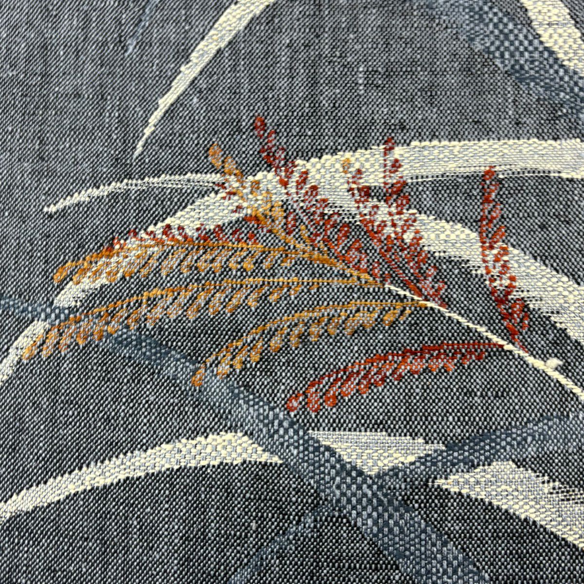 【美品】 名古屋帶 秀品級 八寸名古屋帶 稻穗 深藍 純蠶絲