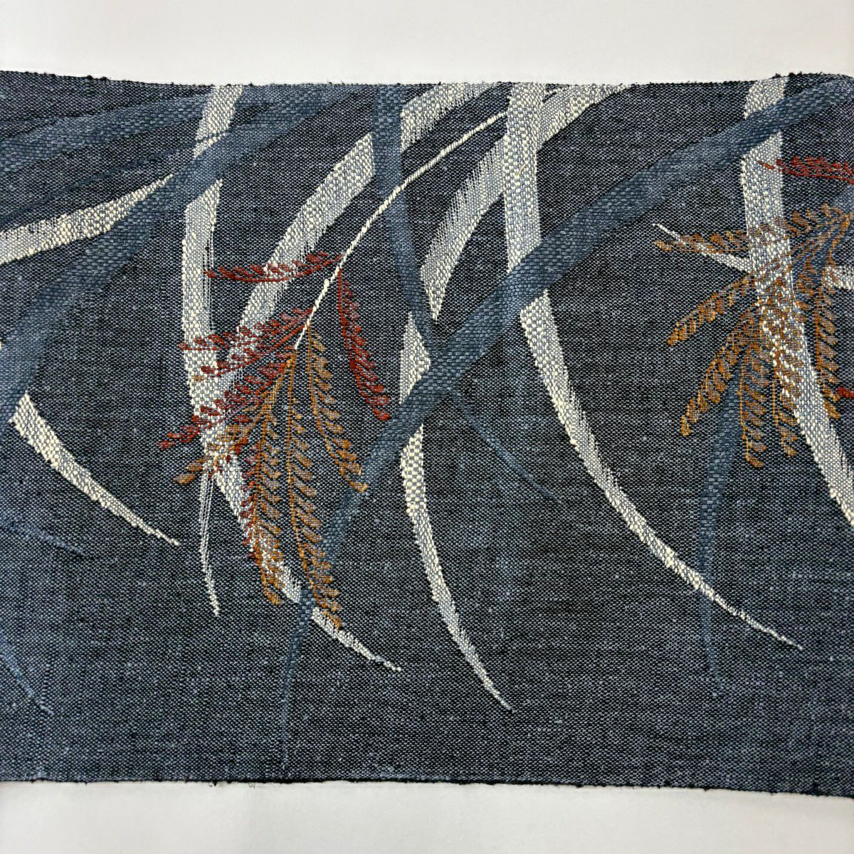 【美品】 名古屋帶 秀品級 八寸名古屋帶 稻穗 深藍 純蠶絲