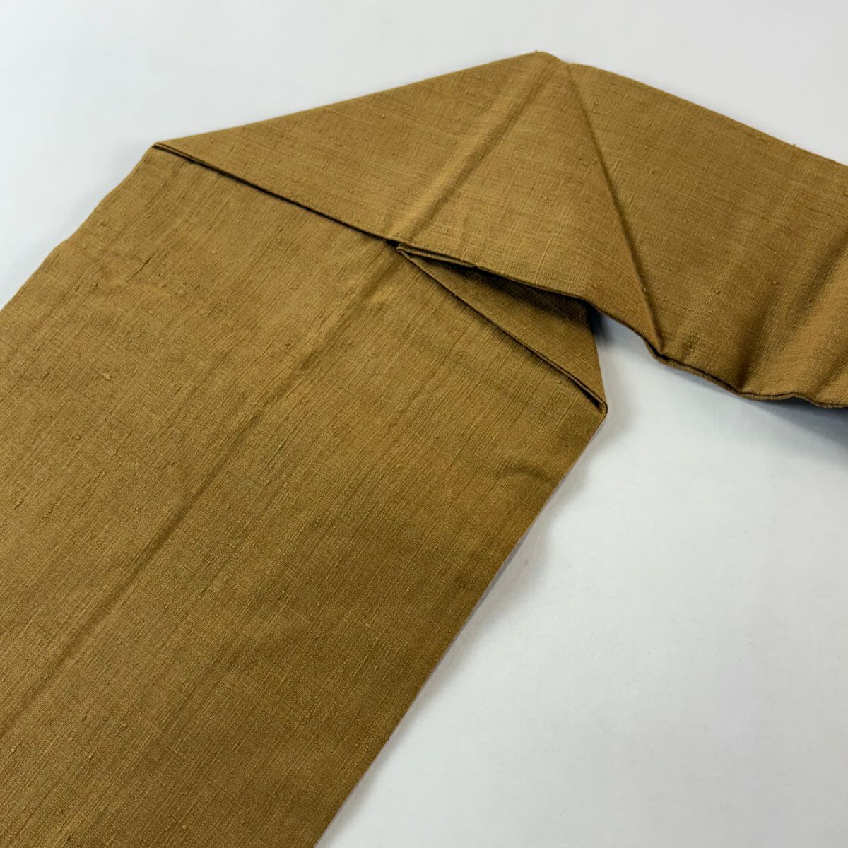 名古屋帶 秀品級 紬織織 花 器物紋 刺繡 黃土 純蠶絲