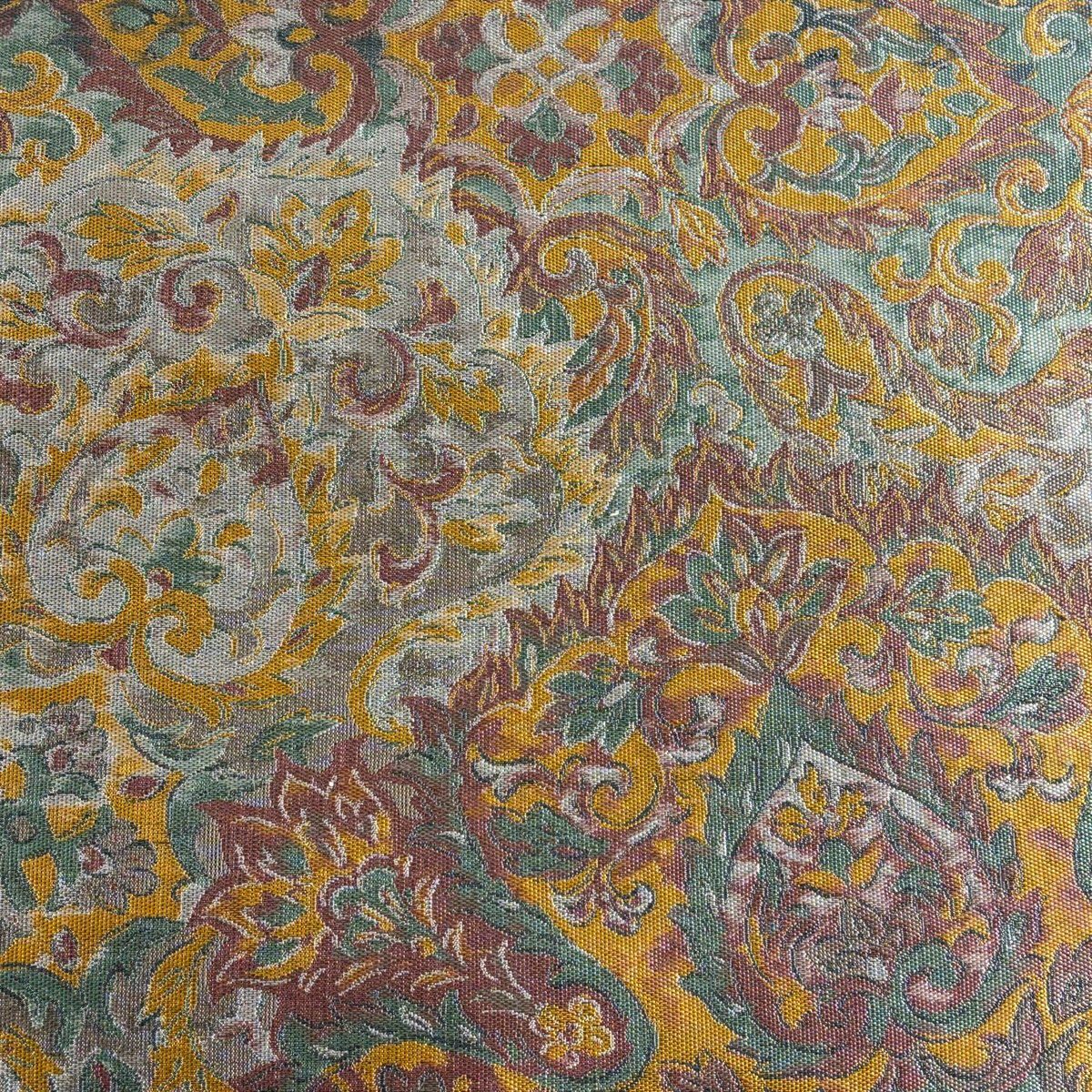 【美品】 袋帶 秀品級 萬葉 草花紋 灰色 全通 純蠶絲