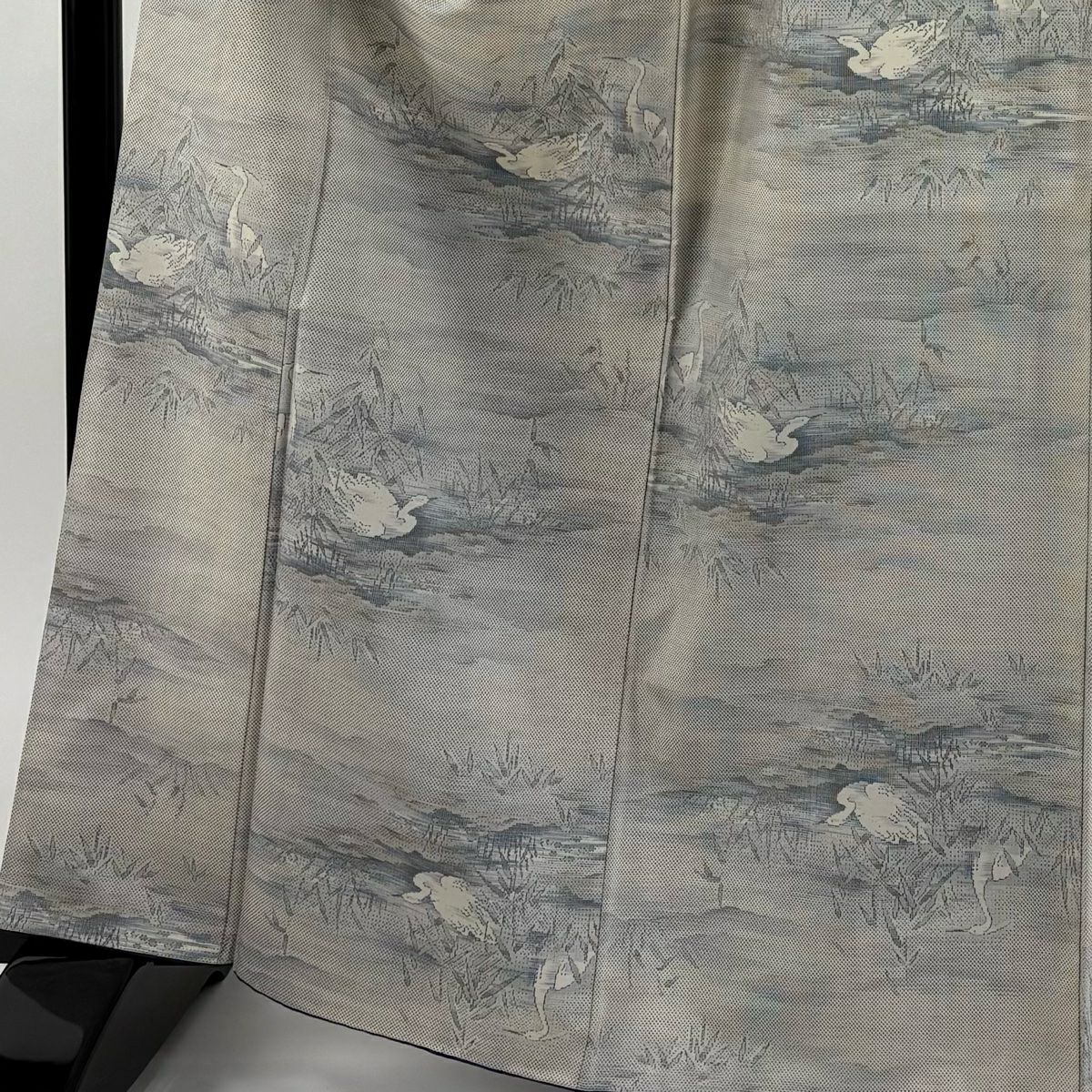 紬織 身長165cm 袖長69cm L 雙層 鳥葉 綠灰 純蠶絲 秀品級