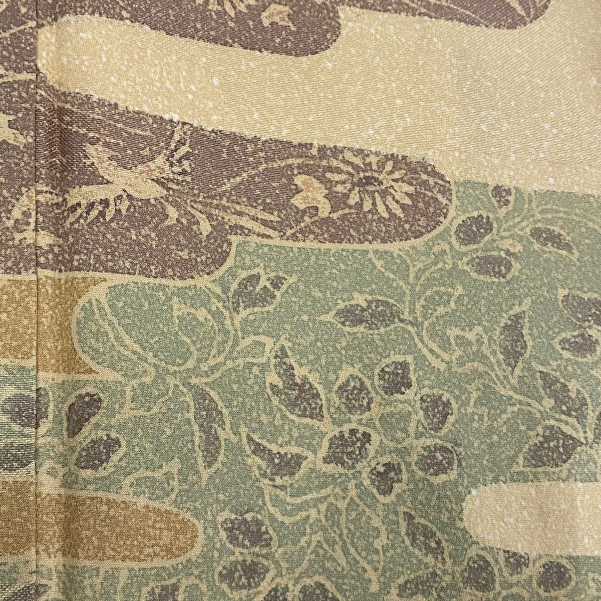 【美品】 付下 身長151cm 袖長62cm S 雙層 花鳥 ヱ霞 染分 淺米色 純蠶絲 優品級