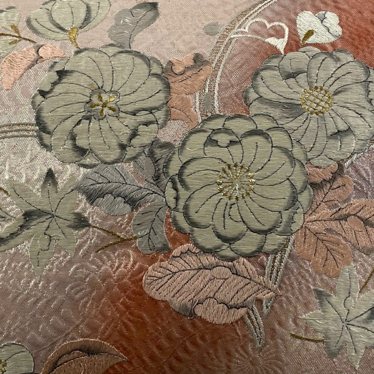袋帶 秀品級 辻花染 霞 刺繡 金金箔 粉紅 お太鼓柄 純蠶絲