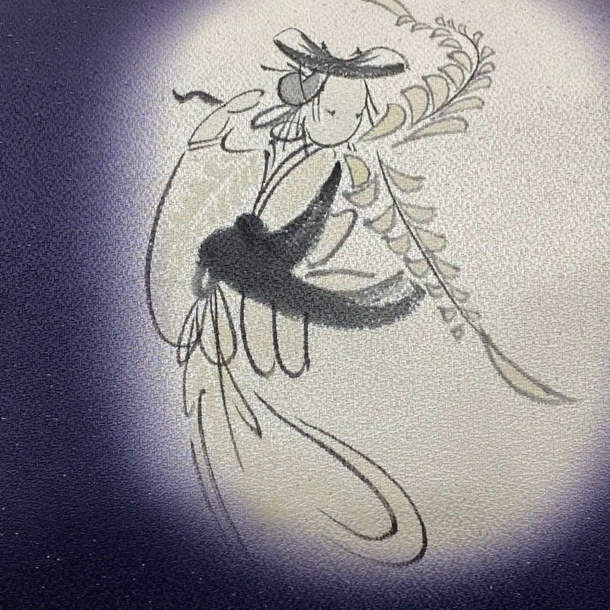 【美品】 名古屋帶 逸品級 人物 草花紋 金銀彩 漸層 紫 純蠶絲