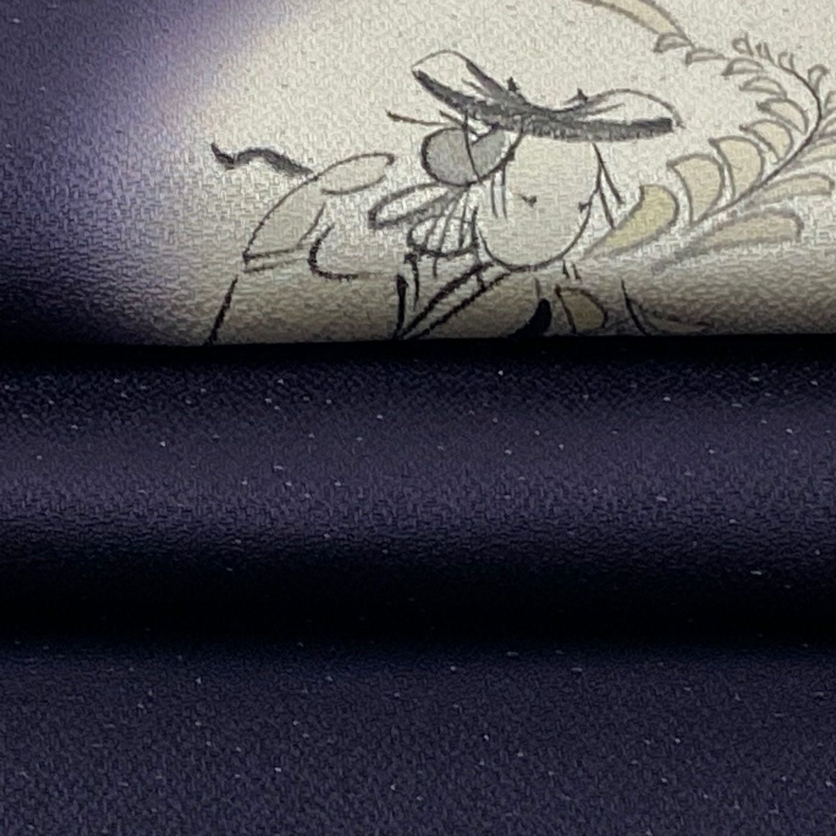 【美品】 名古屋帶 逸品級 人物 草花紋 金銀彩 漸層 紫 純蠶絲