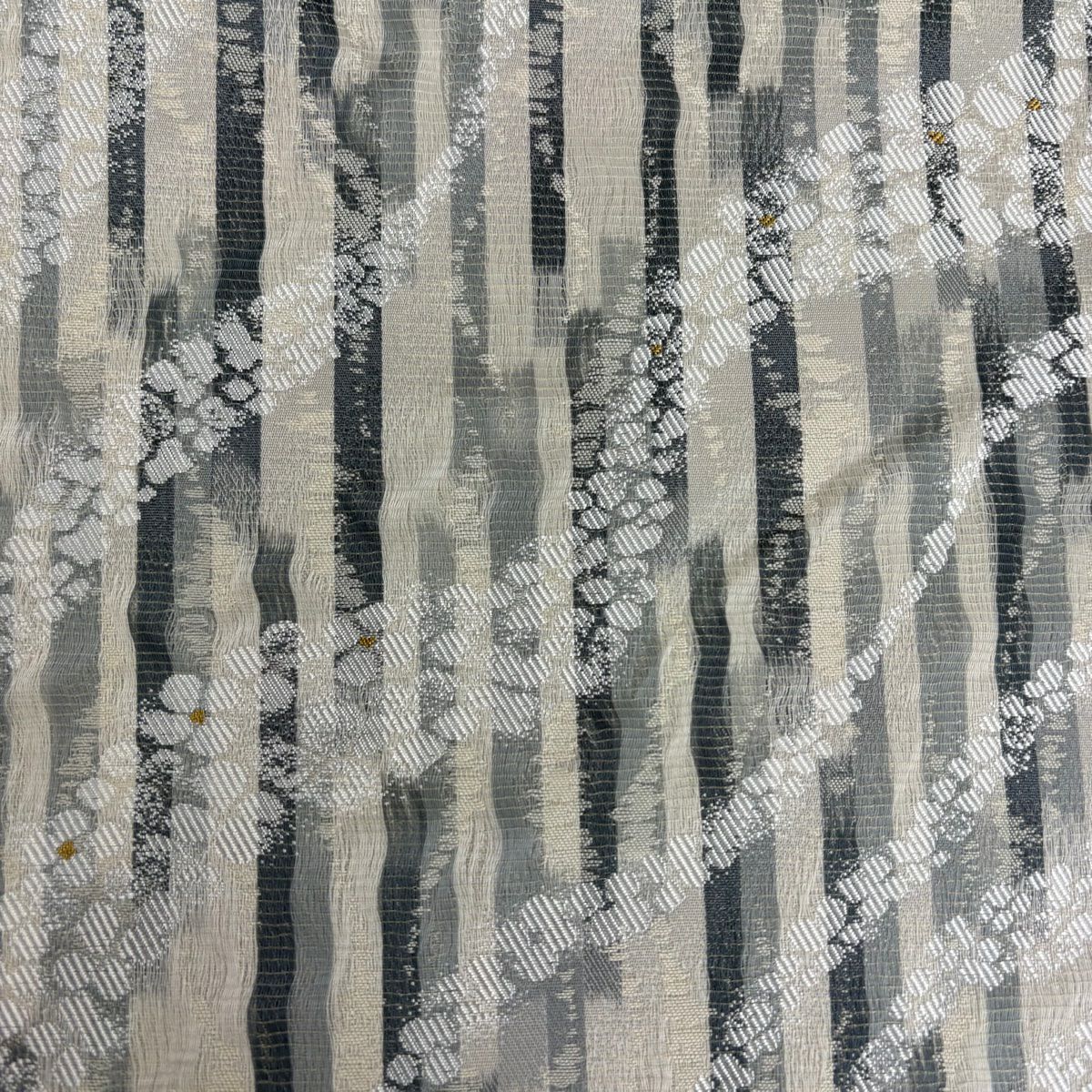 【美品】 紬織 身長160cm 袖長66cm M 雙層 袋帶套裝 松樹竹子梅花 蝶 焦茶 純蠶絲 名品級