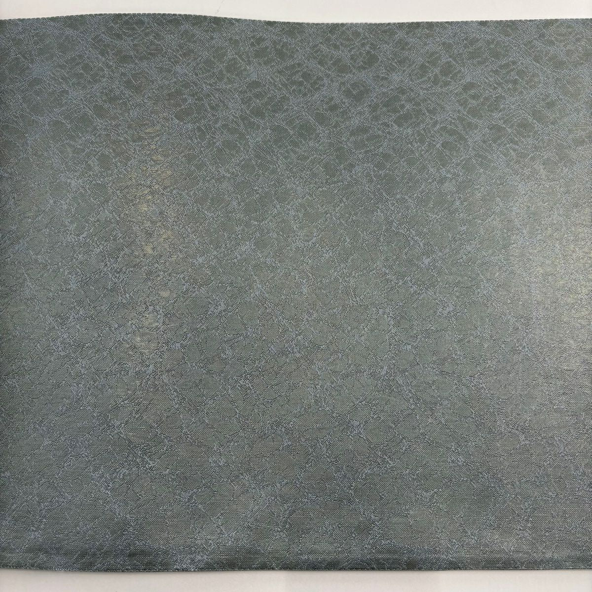 【美品】 袋帶 秀品級 幾何圖案 金金箔 青灰 深藍色 六通 純蠶絲