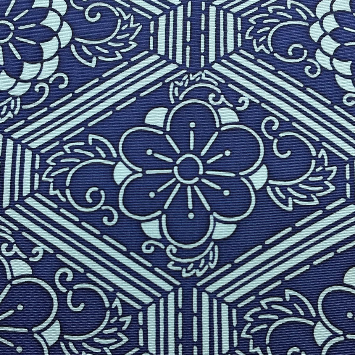 【美品】名古屋帶 秀品級 花唐草紋 深藍 純蠶絲