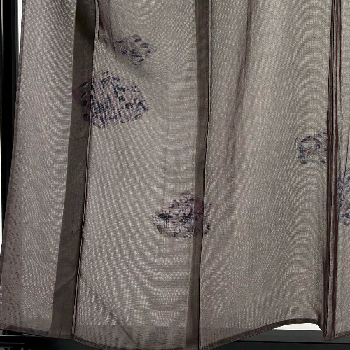 付下 身長156cm 袖長62cm S 紗絽雙層 花唐草紋 茶紫 純蠶絲 秀品級