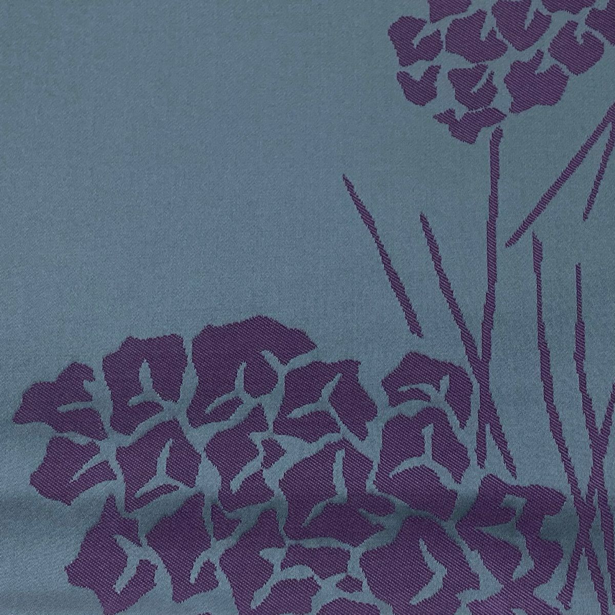 【美品】 袋帶 逸品級 辻村ジュサブロー 落款あり 松樹笠 青灰 深藍色 六通 純蠶絲