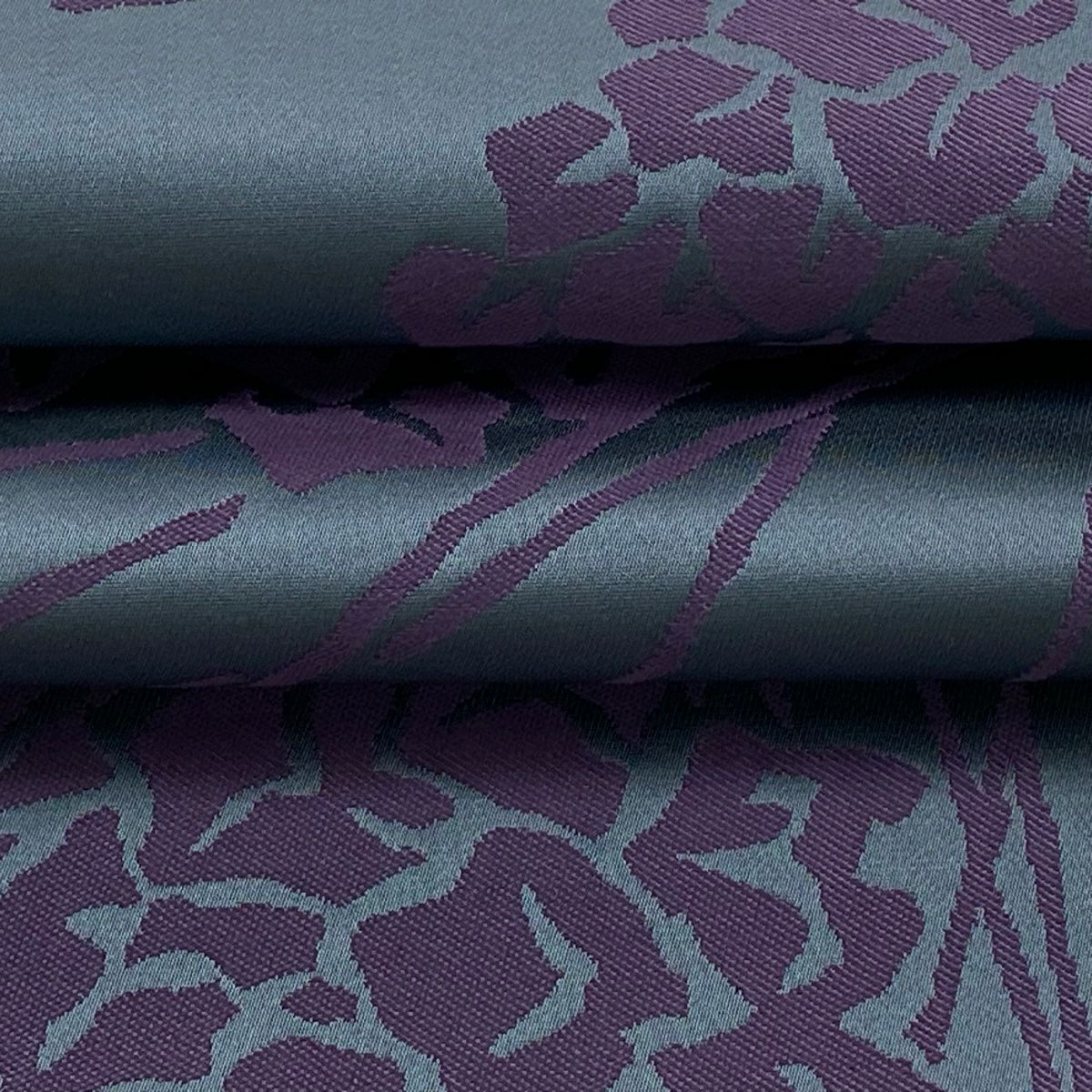 【美品】 袋帶 逸品級 辻村ジュサブロー 落款あり 松樹笠 青灰 深藍色 六通 純蠶絲