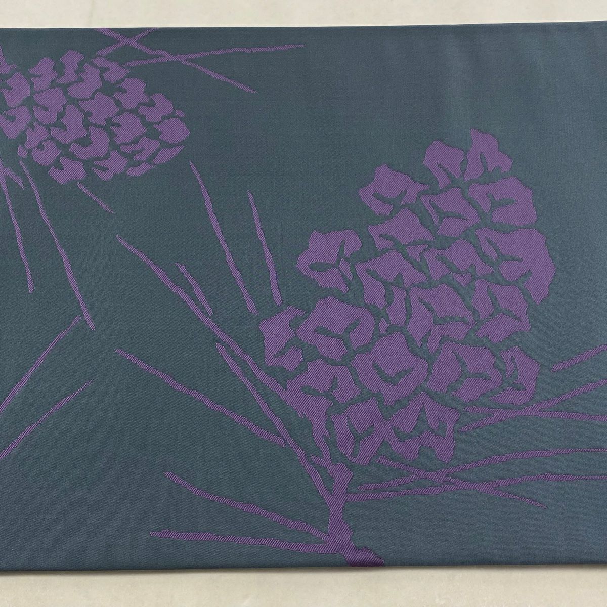 【美品】 袋帶 逸品級 辻村ジュサブロー 落款あり 松樹笠 青灰 深藍色 六通 純蠶絲
