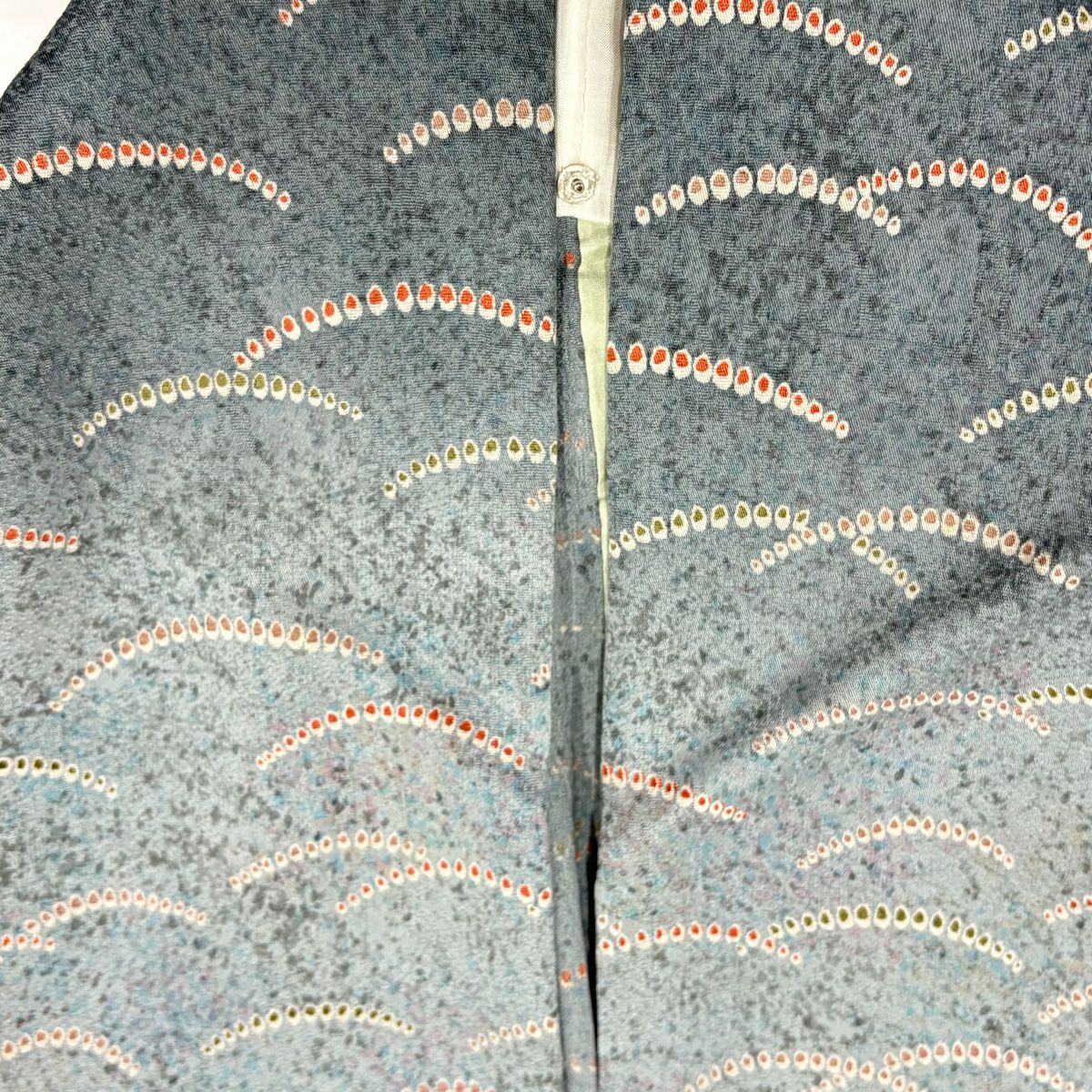 【美品】 付下 身長162cm 袖長64cm M 單層 芝 ぼかし 青灰 純蠶絲 優品級