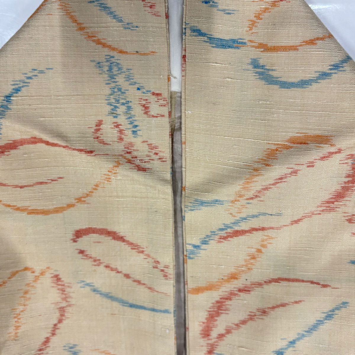 【美品】 紬織 身長157cm 袖長64cm M 單層 葉實 米色 純蠶絲 優品級