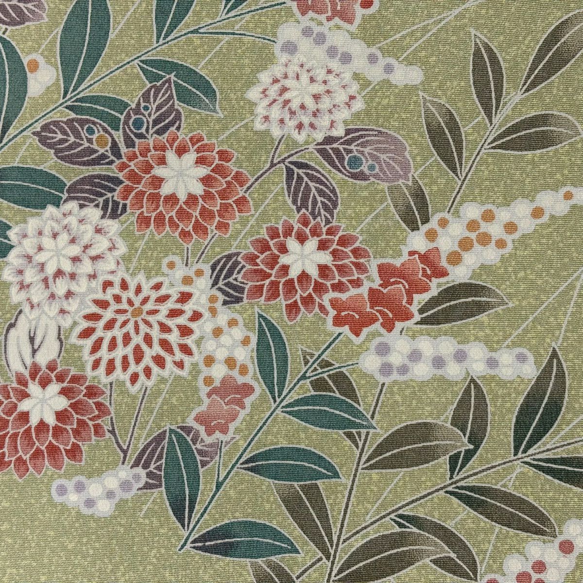訪問服 身長161cm 袖長64cm M 雙層 菊花 流水 漸層 淺綠 純蠶絲 名品級 一個紋