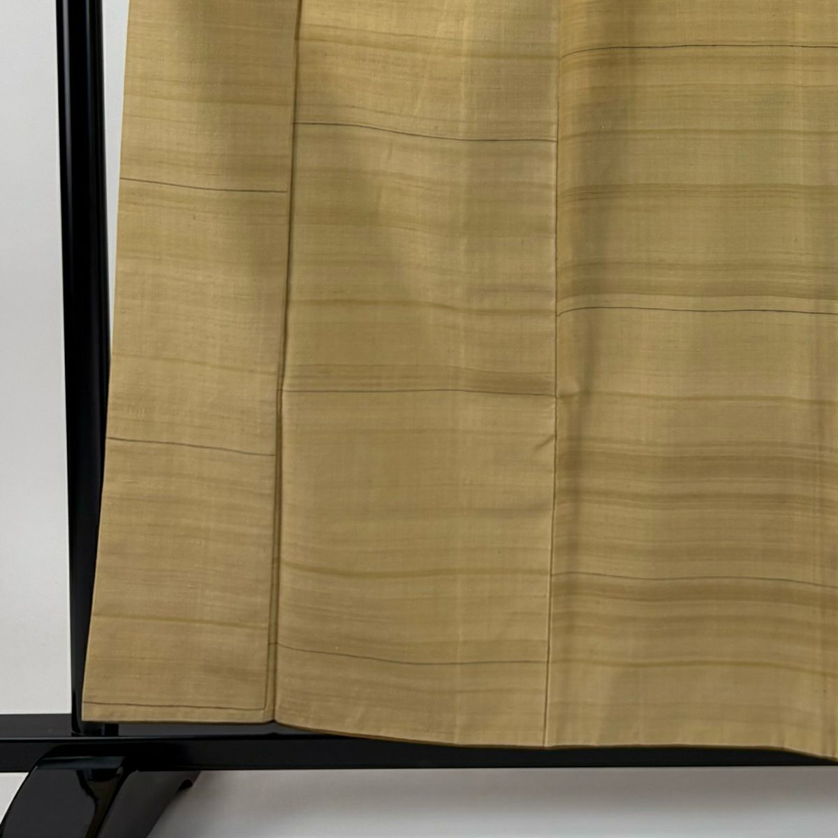 【美品】 紬織 身長159cm 袖長64cm M 雙層 段紋 薄黃土 純蠶絲 秀品級