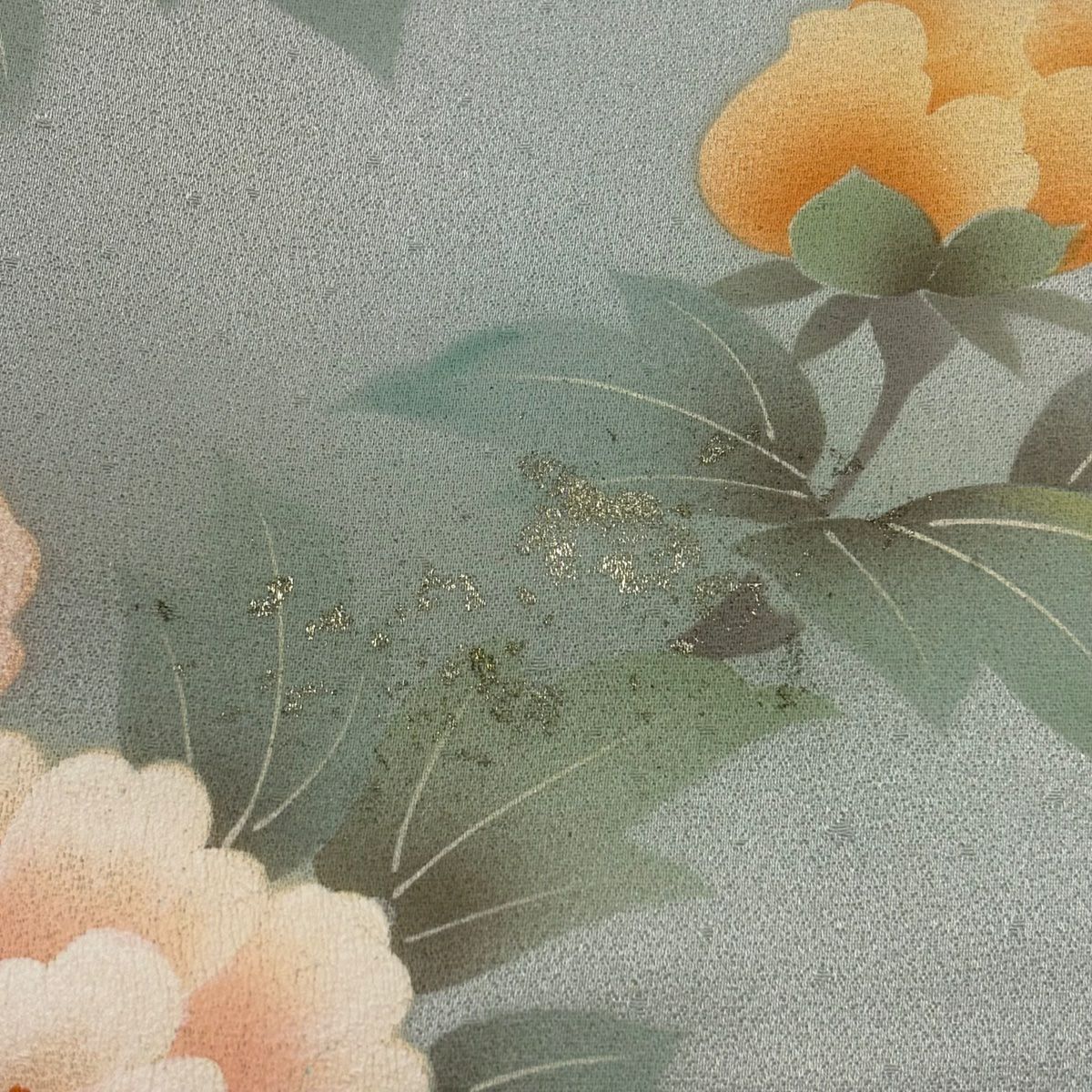 訪問服 身長160.5cm 袖長63cm S 雙層 牡丹 菊花 金彩裝飾 漸層 粉色 純蠶絲 優品級