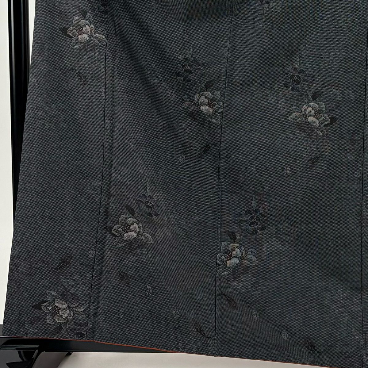 【美品】 紬織 身長163cm 袖長63cm S 雙層 葉柄 深藍 純蠶絲 秀品級