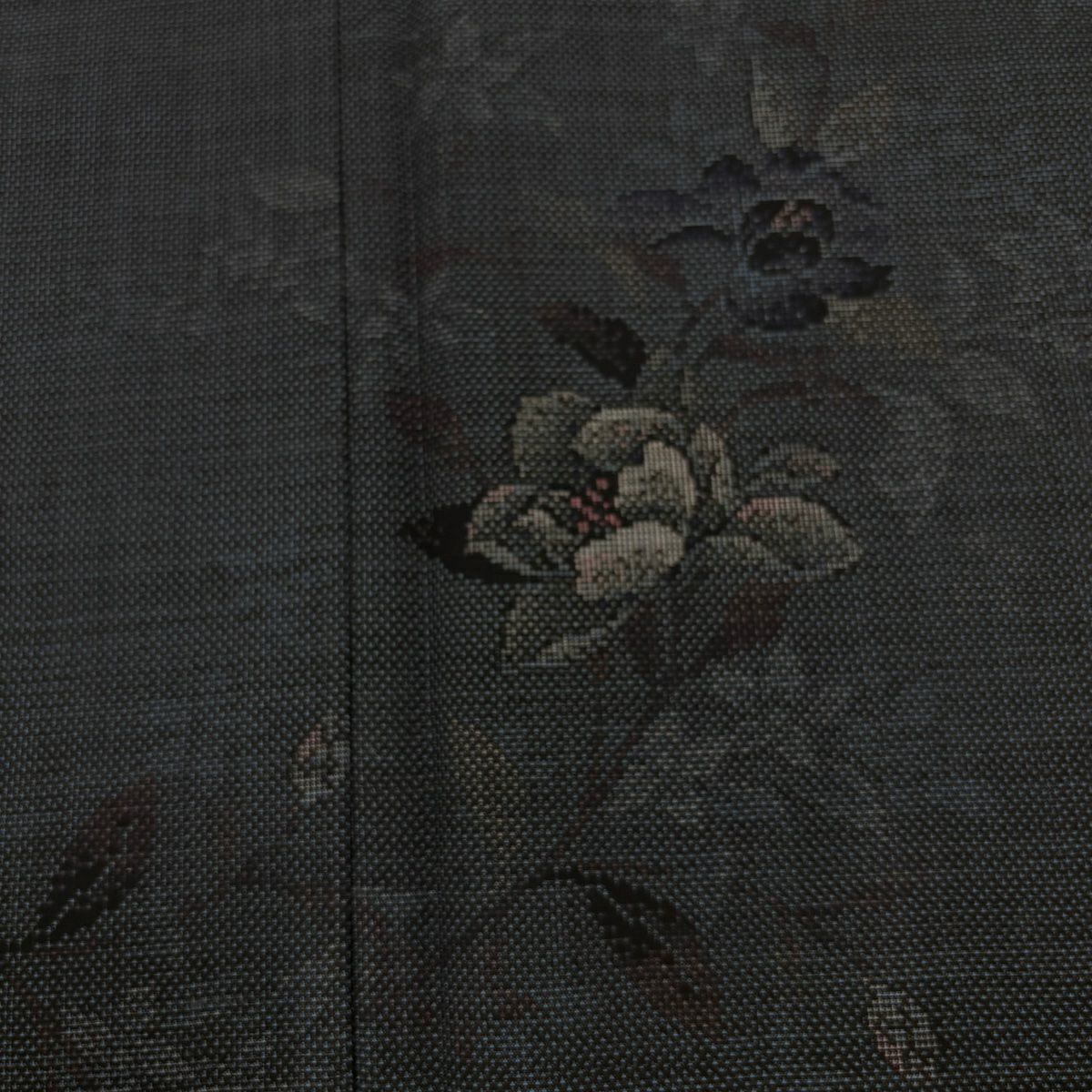 【美品】 紬織 身長163cm 袖長63cm S 雙層 葉柄 深藍 純蠶絲 秀品級