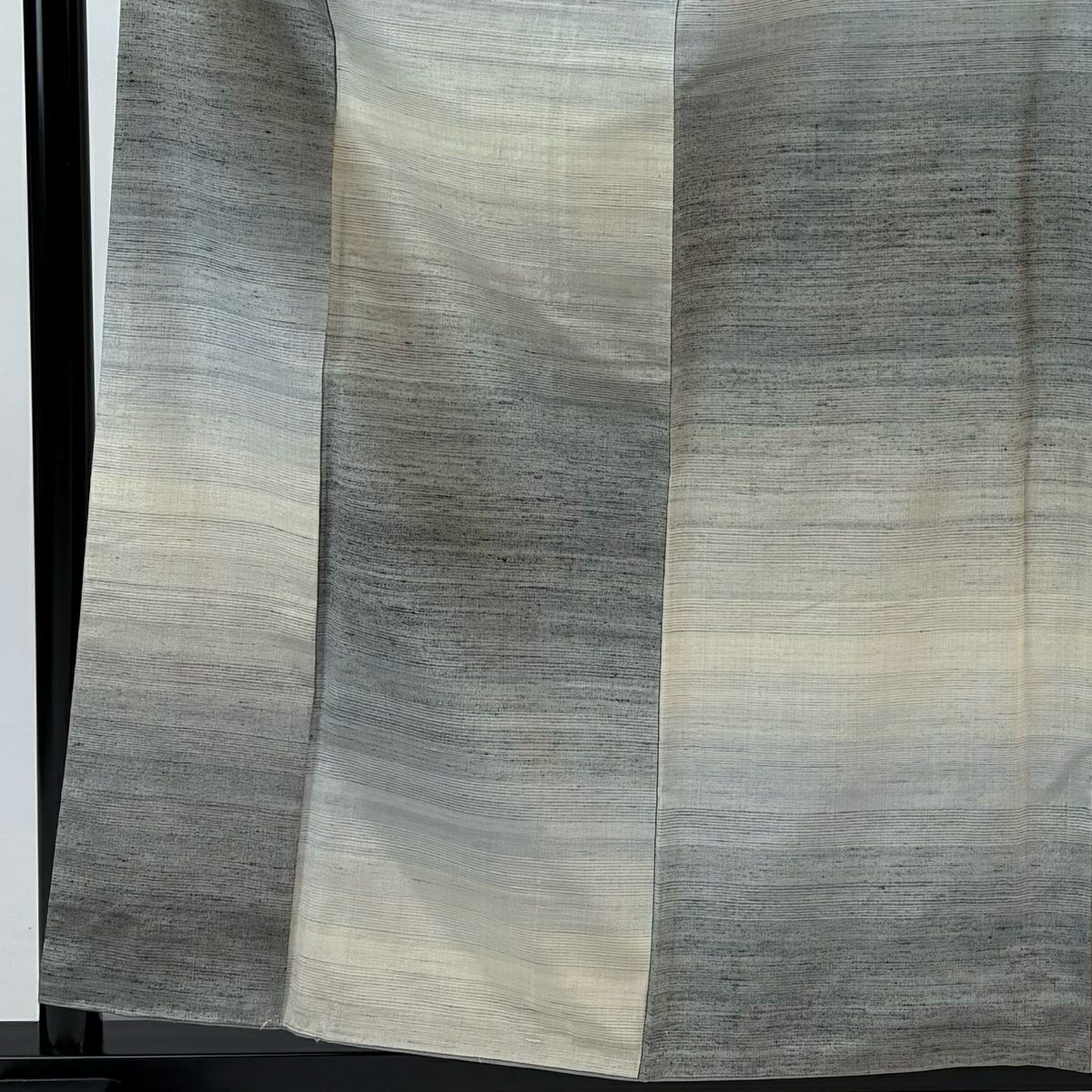 【美品】 紬織 身長158cm 袖長63cm S 雙層 段縞 灰 純蠶絲 秀品級