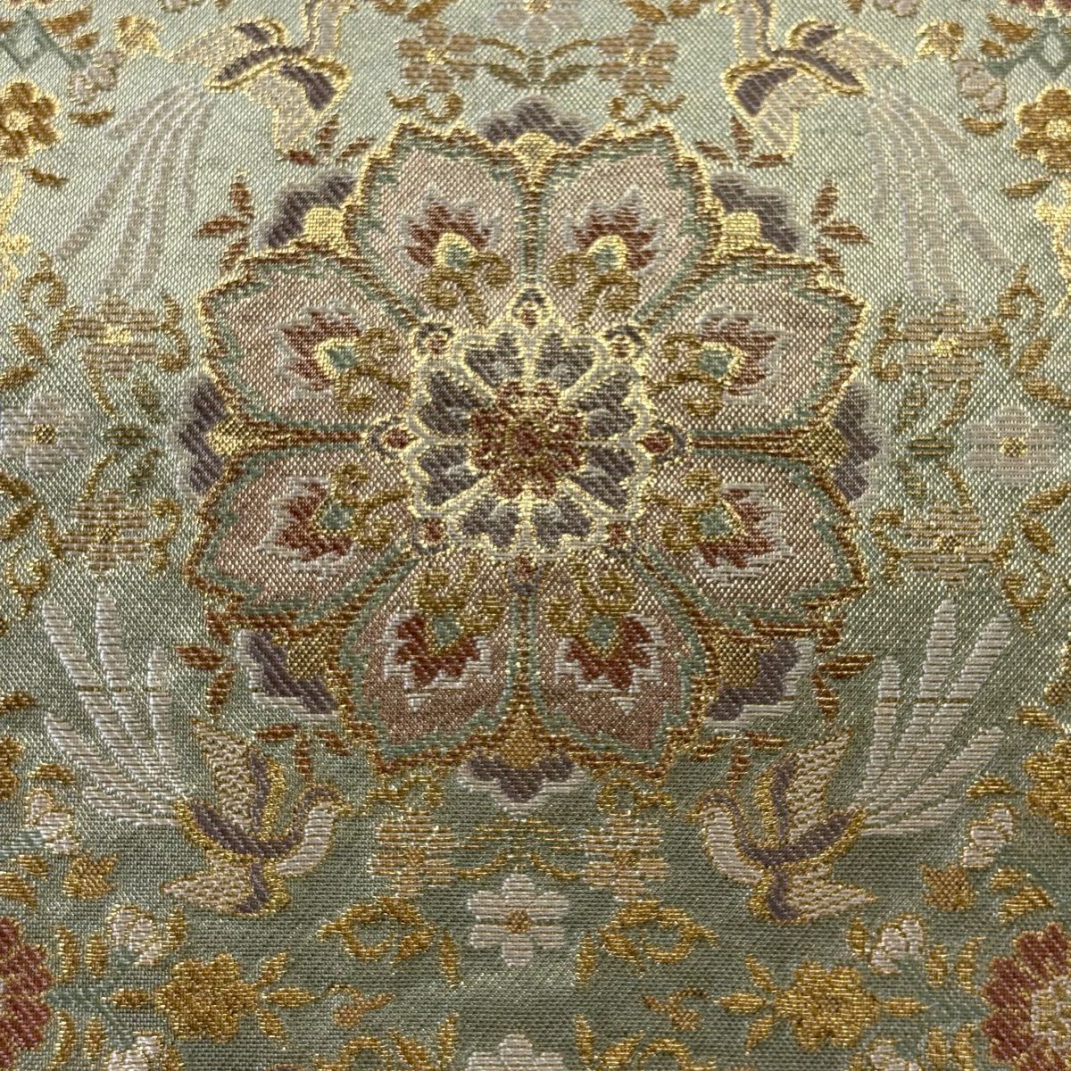 【美品】 袋帶 秀品級 華紋 草花紋紋 金金箔 金絲 金 六通 純蠶絲