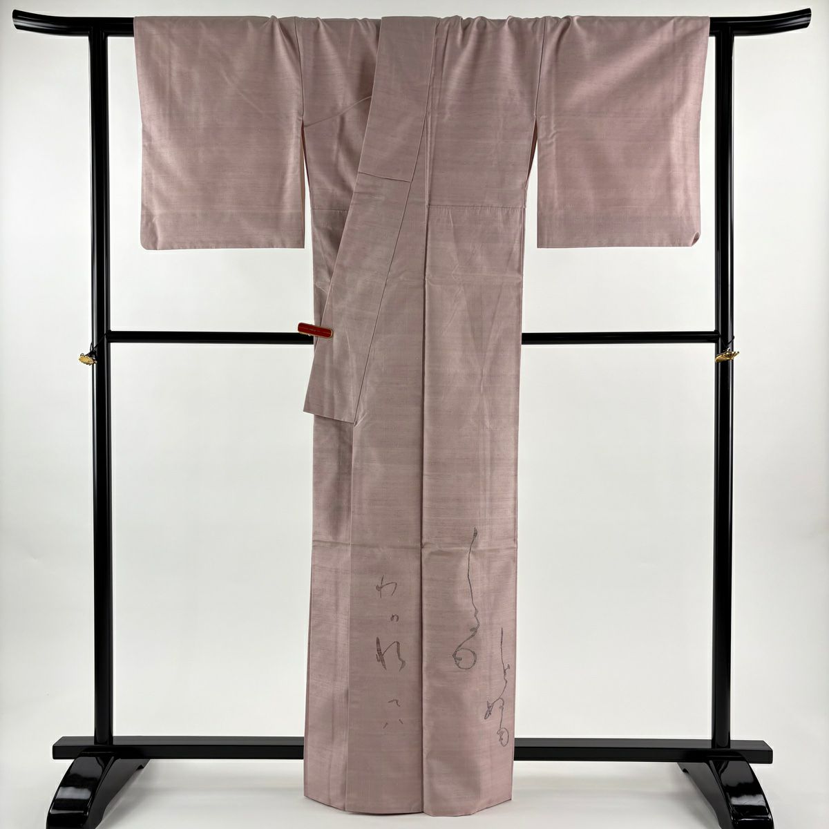 付下 身長164cm 袖長68.5cm L 雙層 能州紬織織 ますいわ屋 落款あり 文字文 粉紅 純蠶絲 逸品級