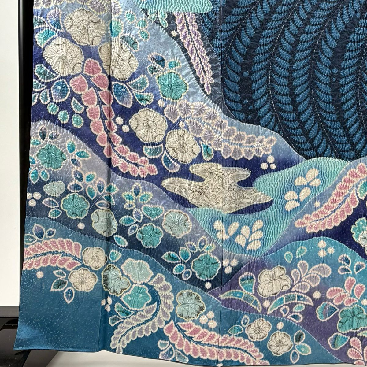 振袖禮服 身長165cm 袖長69cm L 雙層 辻花染 霞 金通し 深藍 純蠶絲 逸品級