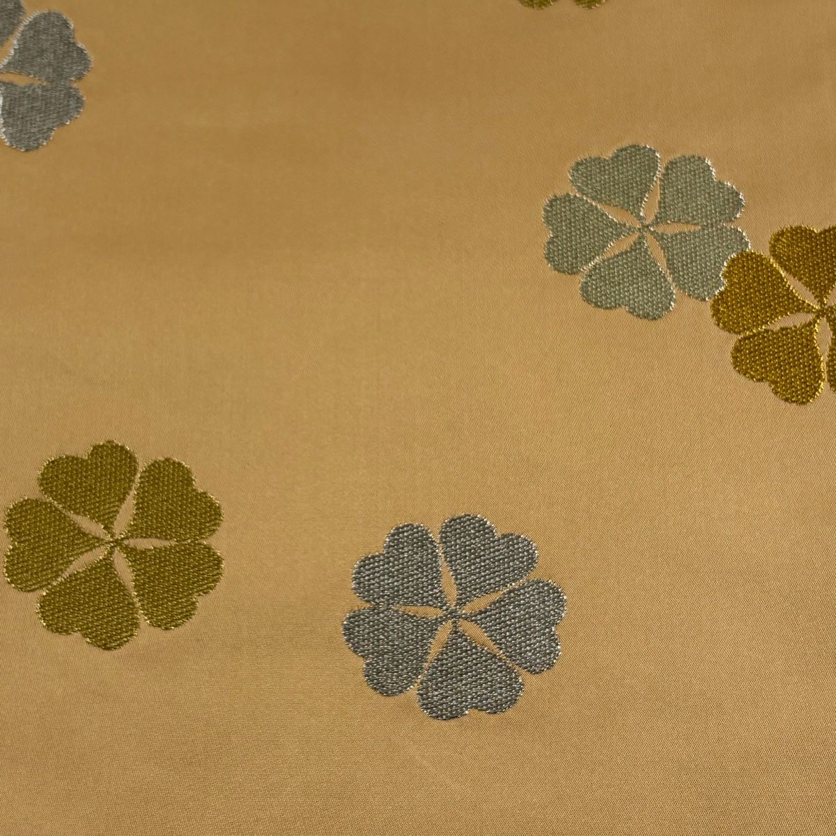 【美品】 袋帶 逸品級 龍村晋 落款あり 花 金銀糸 薄茶 全通 純蠶絲