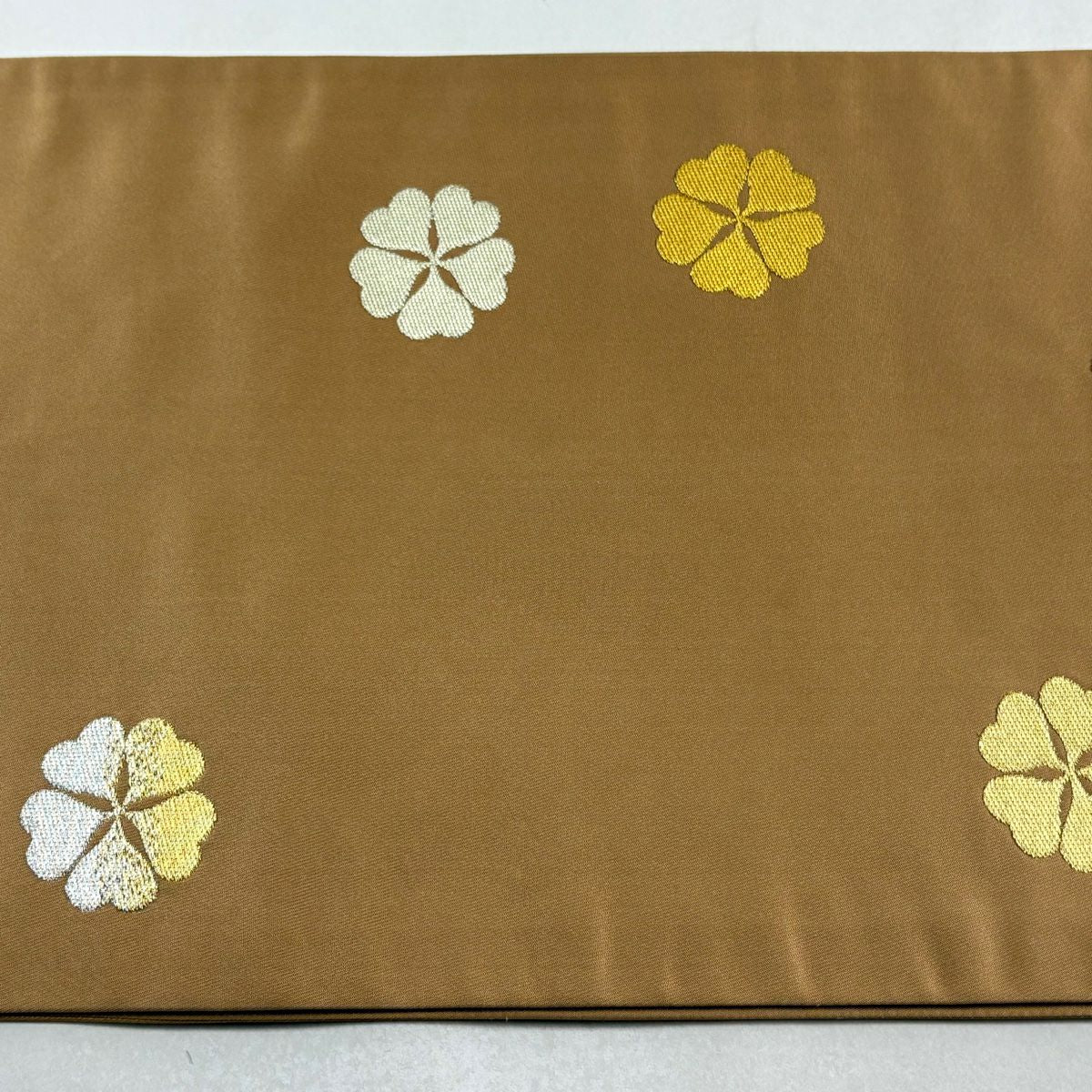 【美品】 袋帶 逸品級 龍村晋 落款あり 花 金銀糸 薄茶 全通 純蠶絲