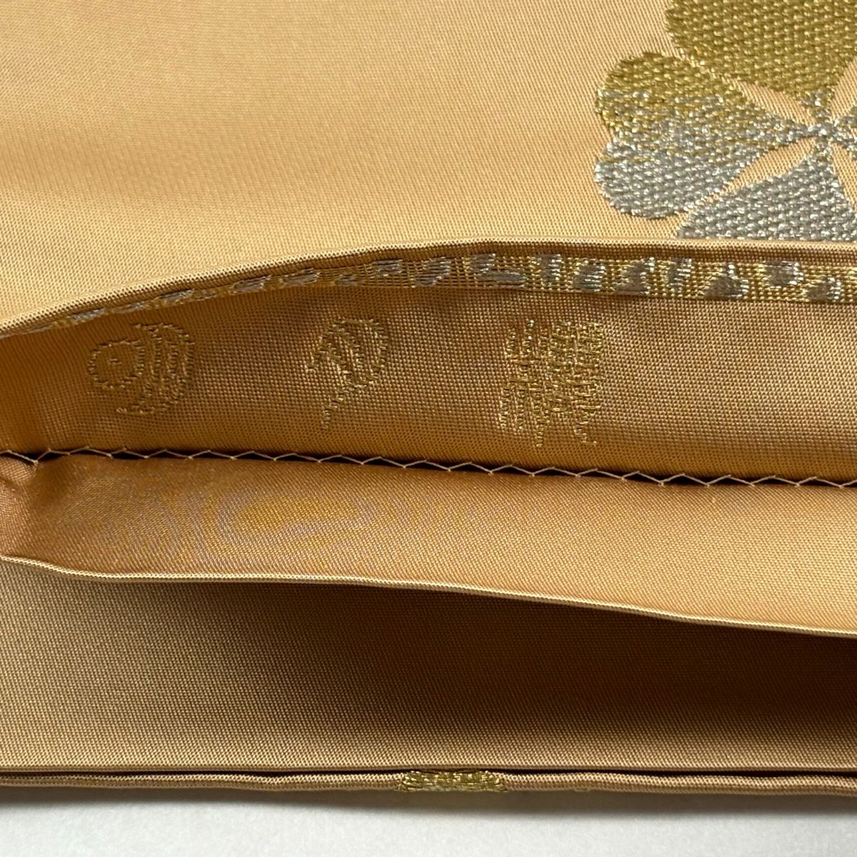 【美品】 袋帶 逸品級 龍村晋 落款あり 花 金銀糸 薄茶 全通 純蠶絲