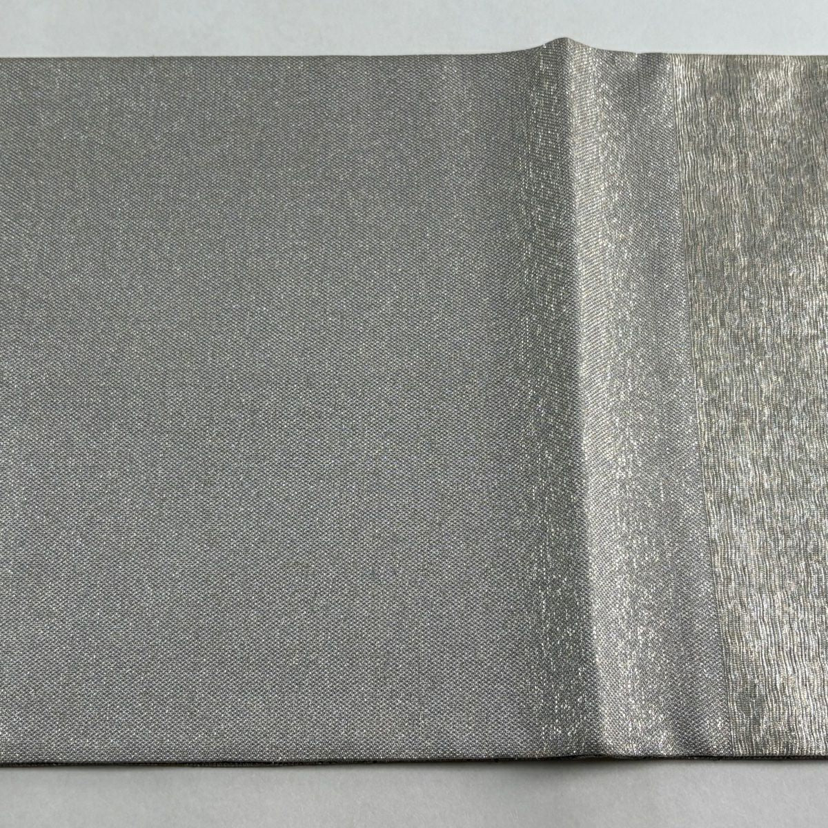【美品】 袋帶 逸品級 附有落款 貓頭鷹 金通 金金箔 銀色 大鼓圖案 純蠶絲