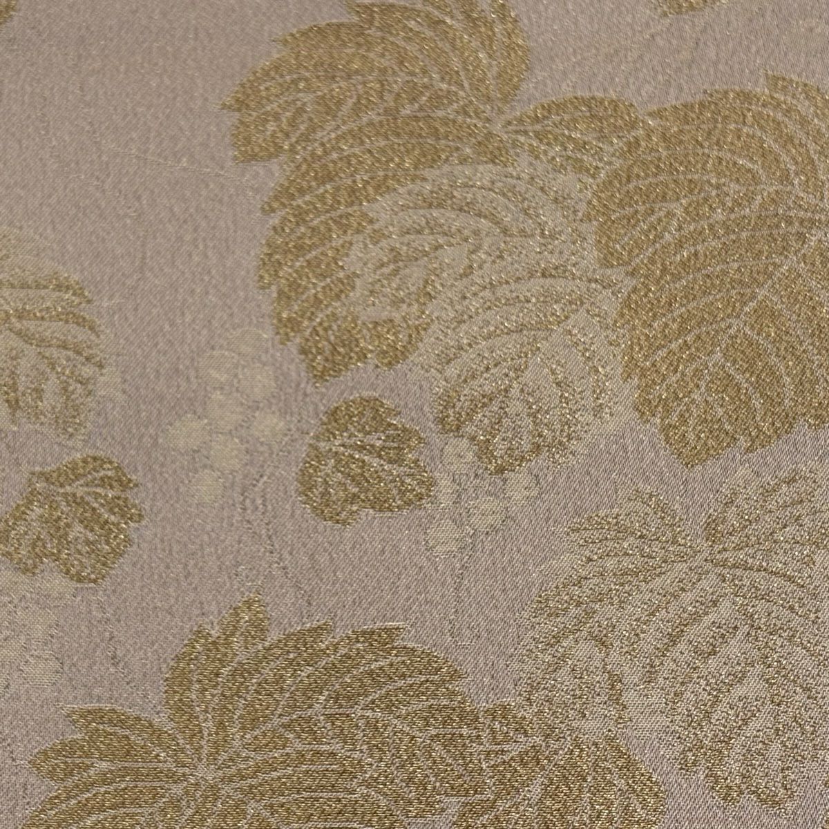 【美品】 袋帶 秀品級 關西仕立 葡萄 金金箔 粉米色 六通 純蠶絲
