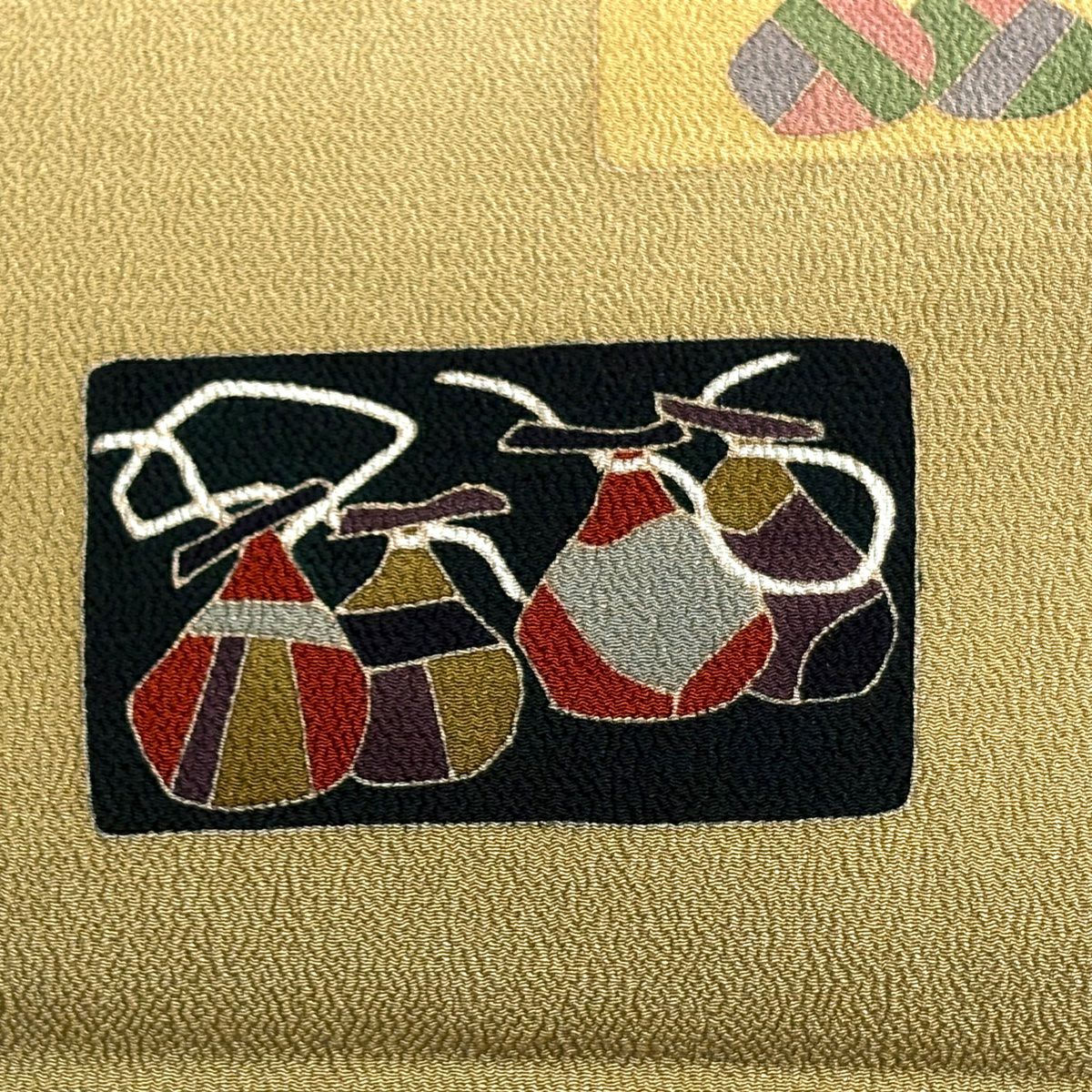 【美品】名古屋帶 優品級 生織 縮緬 米色 純蠶絲