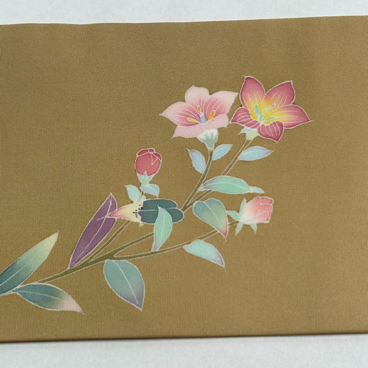 【美品】名古屋帶 秀品級 附落款 枝花 米色 純蠶絲