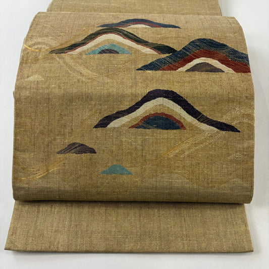 袋帶 秀品級 山並 金絲 金金箔 金 純蠶絲