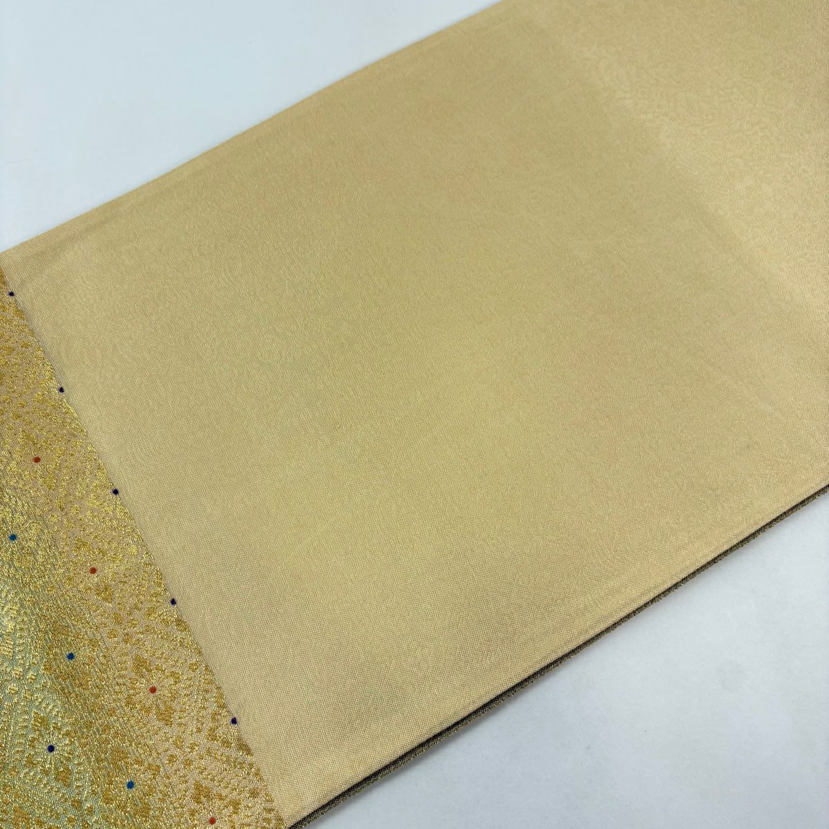 【美品】 袋帶 秀品級 菊花花菱 金糸 金 六通 純蠶絲