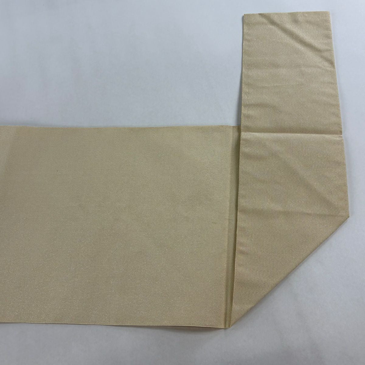 【美品】 名古屋帶 優品級 松樹葉仕立 雙層八寸名古屋帶 霞 金銀彩 米色 純蠶絲